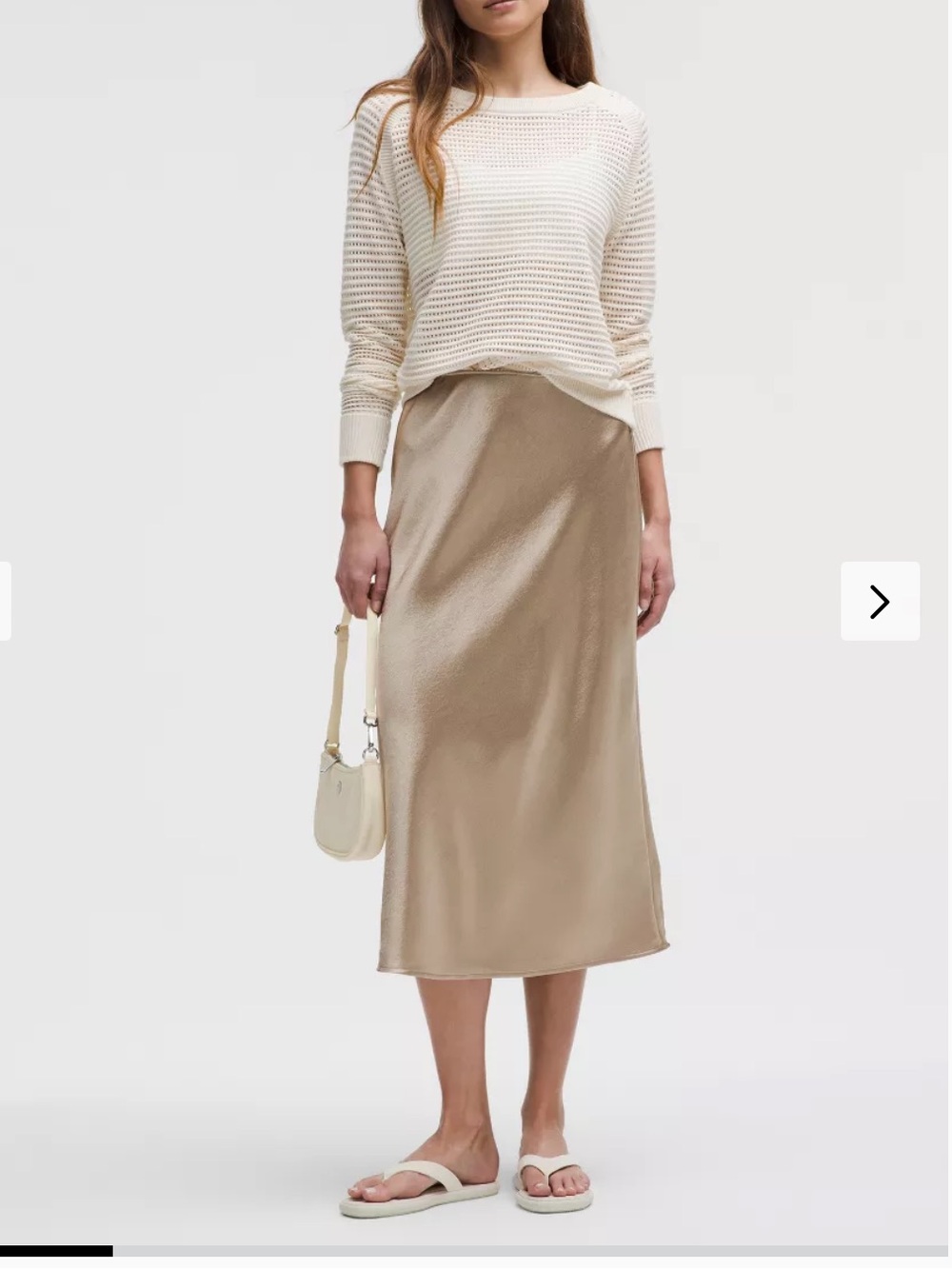 lululemon satin tan midi skirt size small nwot